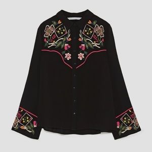 Zara Embroidered Button up Shirt